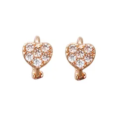 【ピンクゴールド×ピアス】[Cream dot. クリームドット公式] ピアス レディース   ニッケルフリー キャッチレス 開閉式 ワンタッチ ハート パヴェ ビジュー 極小 ミニ フープ 耳たぶフィット フィット  