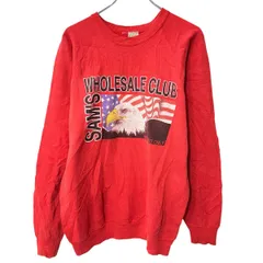 90s USA製 FRUIT OF THE LOOM プリントスウェット トレーナー XL レッド フルーツオブザルーム ラグラン トップス 秋物 a803-5400