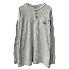 Carhartt 長袖 ロゴTシャツ XL ライトグレー カーハート ヘンリーネック 胸ポケット ロンT シンプル トップス 春物 a803-5413