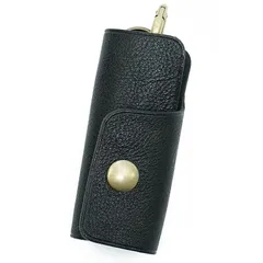 【新品】 [Prof Line] ブラック 姫路レザー 日本製 カラビナ付き キーケース 鍵ケース ミニ メンズ レディース カード入れ スマートキーケース スマートキー対応 本革 ヌメ革 牛革 皮 5連 5本 キーリング キーホルダー 鍵入れ 車 人気  1