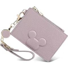 【新品】 定期入れ パスケース リール付き レディース メンズ 小銭入れ カード入れ ジッパー付き 大容量 薄型 かわいい コインケース 多機能 おしゃれ IDカードホルダー 多ポケット 通勤 通学 キーホルダー付き（パープル） 1