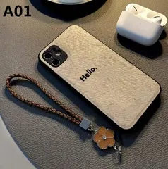 iPhone 14 用レザー風スマホケース（iPhone 13 / Max / 17 / 16 / 15対応、ストラップ付き）