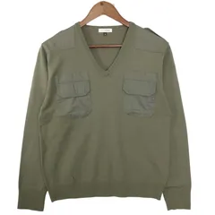 a.v.v. HOMME アーヴェヴェオム 秋冬 ウール混★ ミリタリー 切替 Vネック ワーク ニット セーター Vネック Sz.48 メンズのサムネイル