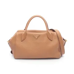 プラダ PRADA ハンドバッグ VIT.DAINO キャメル レザー トライアングルロゴ 2wayハンドバッグ レディース Used A