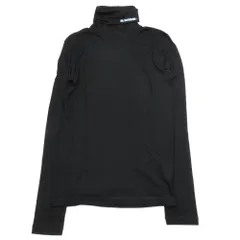 新品同様 22AW JIL SANDER+ ジルサンダー プラス ロゴプリント タートルネック Tシャツ カットソー ロンＴ ストレッチウール 長袖 M 黒 メンズ 古着 中古 USED