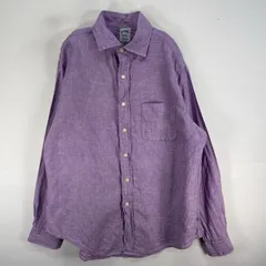 古着 ブルックスブラザーズ Brooks Brothers 長袖シャツ IRISH LINEN 胸ポケ L  パープル系 無地 メンズ