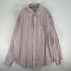 古着 ブルックスブラザーズ Brooks Brothers 長袖シャツ リネン REGENT ボタンダウン L  レッド系 ストライプ メンズ