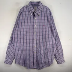 古着 ブルックスブラザーズ Brooks Brothers 長袖シャツ ロゴ 刺繍 チェック ボタンダウン M  パープル系 マルチカラー メンズ