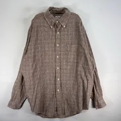 古着 ブルックスブラザーズ Brooks Brothers 長袖シャツ IRISH LINEN ボタンダウン TRADITIONAL FIT L  ブラウン系 チェック メンズ