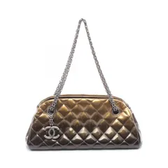 シャネル CHANEL ショルダーバッグ マトラッセ ミニ ボーリング ブロンズ パテントレザー マドモアゼル チェーンショルダー レディース Used B