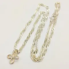 【美品】フラワーモチーフネックレス　スクリューチェーン　SILVER　シルバー925　4.8g