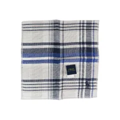 未使用 POLO RALPH LAUREN ポロラルフローレン ハンカチ ロゴ刺繍 コットン パイル ミニタオル チェック柄 紺 白 グレー  メンズ レディース 古着 中古 USED
