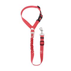 RYUBOF 犬 シートベルト 車用 リード 長さ調整可 伸縮性 バックル付き ドライブ用 ペットシートベルト 飛び出し防止 大型犬 中型犬 小型犬 猫対応 ヘッドレスト装着 丈夫 洗える 安全リード 360度回転フック 簡単装着 (レッド) [レッド]