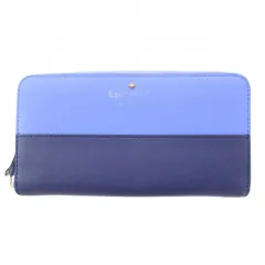 ケイトスペード KATE SPADE 長財布 ロングウォレット ラウンドファスナー レザー ロゴ バイカラー 青 ブルー 紺 ネイビー /BB
