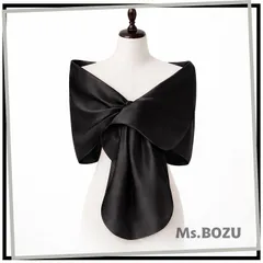 【在庫入替】【新品】【サテンの光沢がドレスを魅せるショール♪】ドレス ショール ストール 結婚式 披露宴 お呼ばれ パーティー ボレロ 大判 羽織り フォーマル 体型カバー 二の腕カバー 空調対策 黒 ブラック サテン 光沢