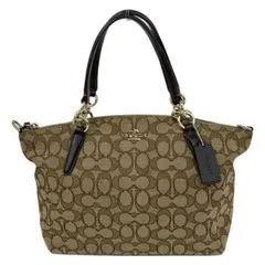 COACH(コーチ) ハンドバッグ シグネチャー スモール ケルシー サッチェル F58283 カーキ×ダークブラウン レザー