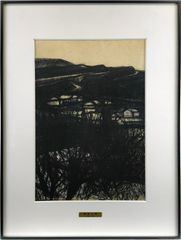 津田直樹、【同理の民家】、希少な額装用画集より、新品額装付 津田直樹、【海沿いの家】、希少な額装用画集より、状態良好、新品額装