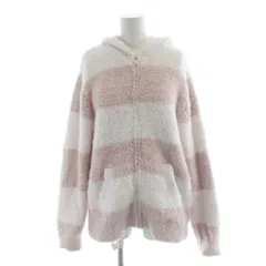 ジェラートピケ gelato pique ルームウェア ボーダー柄 ジップアップパーカー 白 ピンク /AP