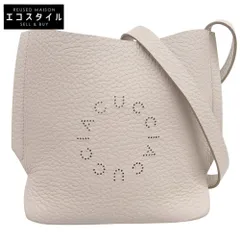 IACUCCI イアクッチ 美品 グッシオ SD ALCE レザー パンチングロゴ ショルダーバッグ レディース ベージュ
