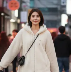 新品 1+1 *花冷え* フェイクファー フード アウター アイボリー 白 2個