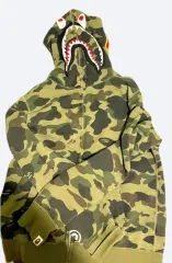 A BATHING APE アベイシングエイプ カモフラ シャーク ジップアップ フーディー グリーン M