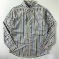 POLO ポロ ラルフローレン 刺繍 コットン グリーン ストライプ シャツ