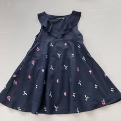 BeBe べべ　ジャンパースカート　ワンピース　刺繍　お花　フリル　130　RF00022