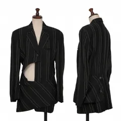 コムデギャルソンCOMME des GARCONSストライプウール変形ラップジャケット 黒M