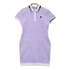 サイズ：M FILA GOLF フィラゴルフ  半袖 ニットワンピース チェック柄 パープル系 [240101642400] ゴルフウェア レディース ストスト