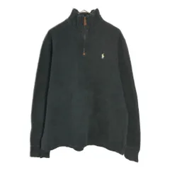 Polo by Ralph Lauren ポロ ラルフローレン ハーフジップ コットンセーター ブラック(メンズ M)中古 古着 X4301