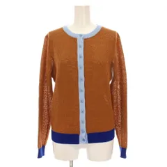 ザラ ZARA カーディガン ニット リネン混 長袖 S 茶色 ブラウン 青 9598/082/049 /YM