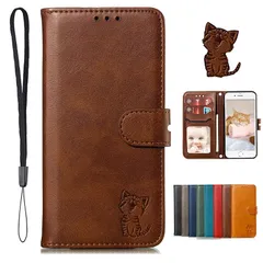 iPhone 14ケース iPhone14手帳型 iPhone14 ケース スマホケース アイフォン 14携帯ケース あいふぉん14カバー case 笑顔猫ちゃん PUレザー ストラップ付き カード収納 ベルトマグネット スタンド機能 薄型 男女兼用 (i 1