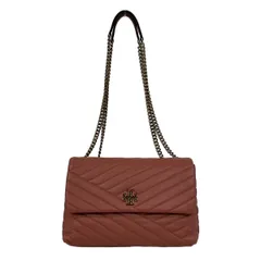 TORY BURCH(トリーバーチ) ショルダーバッグ - ピンクベージュ キルティング/チェーンショルダー レザー