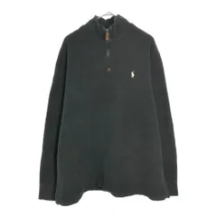 Polo by Ralph Lauren ポロ ラルフローレン ハーフジップ コットンセーター ブラック(メンズ XL)中古 古着 X4302