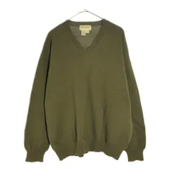 90年代 Eddie Bauer エディーバウアー Vネック コットンニットセーター アウトドア オリーブ(メンズ L)中古 古着 X4303