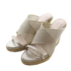 銀座かねまつ GINZA Kanematsu サンダル ミュール 23.5cm ベージュ グレージュ ウェッジソール メッシュ /AQ ■OS