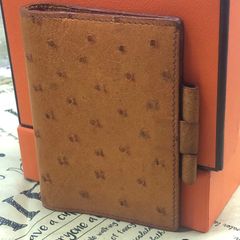 HERMES エルメス アジェンダ オーストリッチ 手帳カバー ブラウン 本革