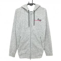 美品】パーリーゲイツ ジップパーカー 杢グレー 背面ロゴ黒 ブルゾン