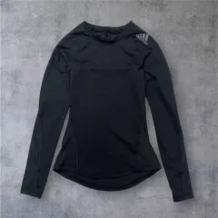 アディダス adidas ブラック テックフィット コンプレッション クライマクール 長袖 Tシャツ XS