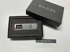 GUCCI キーホルダー キーリング レザー×金属製 ブラック 箱付