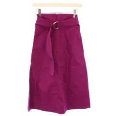 マカフィー MACPHEE トゥモローランド コットンギャバジンハイウエストベルテッドスカート フレア ミモレ ロング ベルト 無地 32 紫 パープル タグ付き 12-05-82-05333 /BB