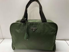 PRADA プラダ ナイロン ミニボストンバッグ 三角ロゴ カーキ 緑 - メルカリ