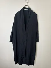 R00249｜evam eva｜エヴァムエヴァ｜ロングコート｜ネイビー Navy｜シルク Silk｜キュプラ Cupra｜レディースコート｜ナチュラル｜ミニマル｜モード｜アメカジ｜古着｜90S｜｜オーバーサイズ｜ロング丈｜軽量コート｜ナチュラル系ブランド