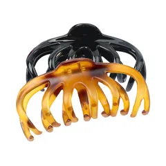 大きめ 髪留め/ヘアアクセサリー バンスクリップ ヘアクリップ 韓国 多い 毛量 おしゃれ 2個 ブラウン べっ甲 ブラック