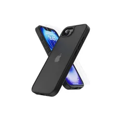 HEROMI iPhone 16e 用 ケース【強化フィルム2枚付き】米軍規格 いphone16e ケース 半透明 耐衝撃 指紋防止 滑り止め ワイヤレス充電 耐久性 全面保護 黄ばみなし アイフォン 16e 用 6.1インチ用 ブラック 0