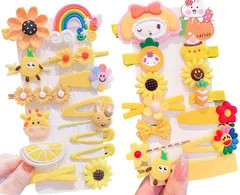 【在庫セール】MAEXUS ヘアクリップ 子供 ヘアピン 女の子 28点豪華セット ヘアゴム ヘアアクセサリー 髪ゴム 髪留め 子供 おしゃれ キッズ 女の子 髪飾り カラフル かわいい 誕生日 プレゼント（イエローシリーズ）