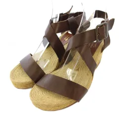ガイモ GAIMO ストラップサンダル ラウンドトゥ ウェッジソール エスパドリーユ バイカラー 25cm 茶 ブラウン ベージュ /BB