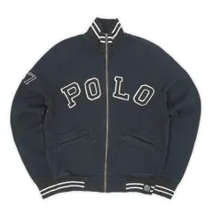 ポロラルフローレン POLO RALPH LAUREN 00s 2000年代 フルジップ スウェット ブルゾン ジャケット ロゴ フェルトワッペン ハイネック USA ヴィンテージ アメリカ 古着 メンズ ブラック / 黒 L【中古】