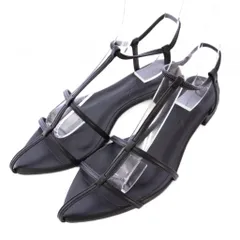 ルタロン Le Talon ストラップサンダル ポインテッドトゥ ローヒール フェイクレザー ワンカラー L 黒 ブラック /BB