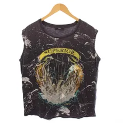 ディーゼル DIESEL Tシャツ ノースリーブ クルーネック ショート丈 ロゴ 総柄 XS チャコールグレー /BB